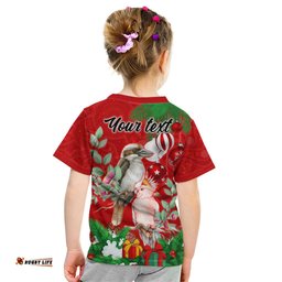 Personalised Kookaburra Lover Kid T Shirt Australia Merry Christmas Aboriginal Red Style