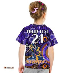 Custom Personalised Storm Rugby Kid T Shirt Aboriginal Dots