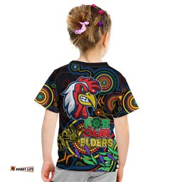 Roosters Rugby Aboriginal Art Kid T Shirt NAIDOC Indigenous Tribal