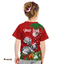 Personalised Wombat Lover Kid T Shirt Australia Merry Christmas Aboriginal