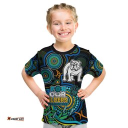 Custom Bulldogs Rugby Aboriginal Art Kid T Shirt NAIDOC Indigenous Tribal
