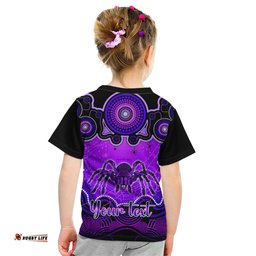 Personalised Australia Scorpio Tarantulas Spider Zodiac Kid T Shirt Auz Astrology Aboriginal - Purple