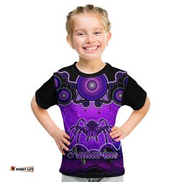 Personalised Australia Scorpio Tarantulas Spider Zodiac Kid T Shirt Auz Astrology Aboriginal - Purple
