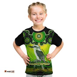 Personalised Australia Sagittarius Kookaburra Zodiac Kid T Shirt Auz Astrology Aboriginal - Green