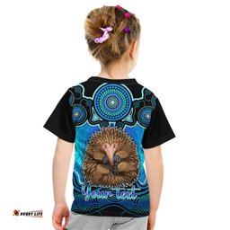 Personalised Australia Virgo Echidna Zodiac Kid T Shirt Auz Astrology Aboriginal - Aqua