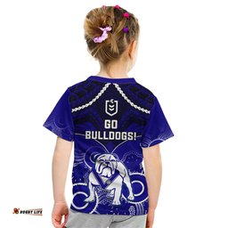 Bulldogs Rugby Kid T Shirt Go Doggies Aboriginal Mix Polynesian Pattern