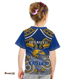 West Coast Football Kid T Shirt Eagles Aboriginal Mix Polynesian Pattern