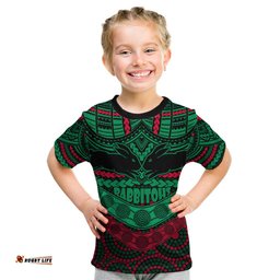 Rabbitohs Rugby Kid T Shirt Polynesian and Aboriginal Special Version