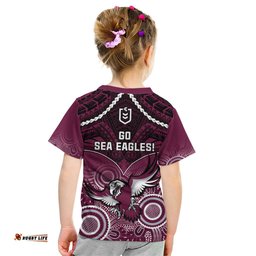 Sea Eagles Rugby Kid T Shirt Aboriginal Mix Polynesian Pattern