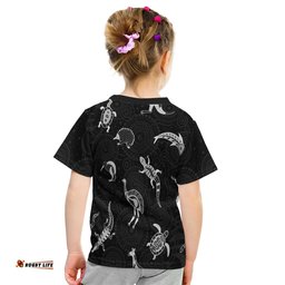 Aboriginal Art T Shirt KID Animals Australia Version Black