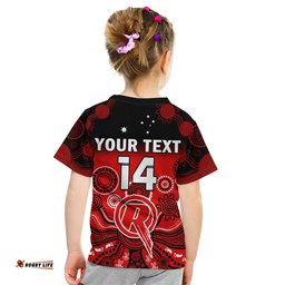 Custom Text And Number Renegades Cricket T Shirt KID Melbourne Gradient Aboriginal Art