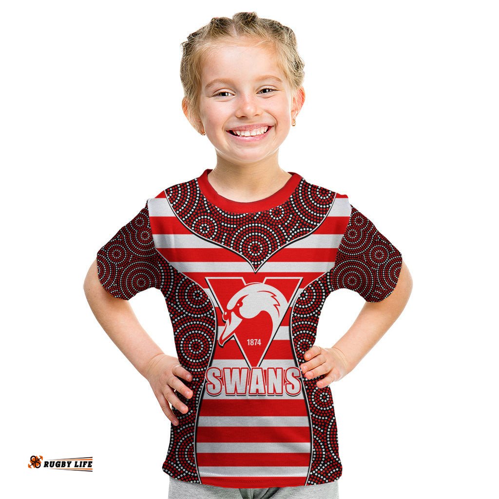AFL - Swans Kid T Shirt Mix Dot Aboriginal