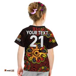 Custom Personalised AFL Gold Coast Suns 2009 Aboriginal Red Style Kid T Shirt
