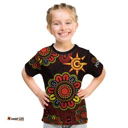 Custom Personalised AFL Gold Coast Suns 2009 Aboriginal Red Style Kid T Shirt