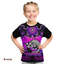 Personalised Australia Gemini Sugar Gilder Zodiac Kid T Shirt Auz Astrology Aboriginal - Magenta