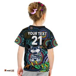 Custom Cats Football Aboriginal Art Kid T Shirt NAIDOC Indigenous Tribal