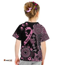 Personalised Aboriginal Ribbons Kid T Shirt Beautiful Butterflies Breast Cancer Awareness