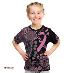 Personalised Aboriginal Ribbons Kid T Shirt Beautiful Butterflies Breast Cancer Awareness