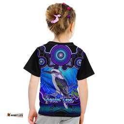 Personalised Australia Sagittarius Kookaburra Zodiac Kid T Shirt Auz Astrology Aboriginal - Blue