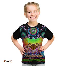 Personalised Australia Scorpio Tarantulas Spider Zodiac Kid T Shirt Auz Astrology Aboriginal - Rainbow
