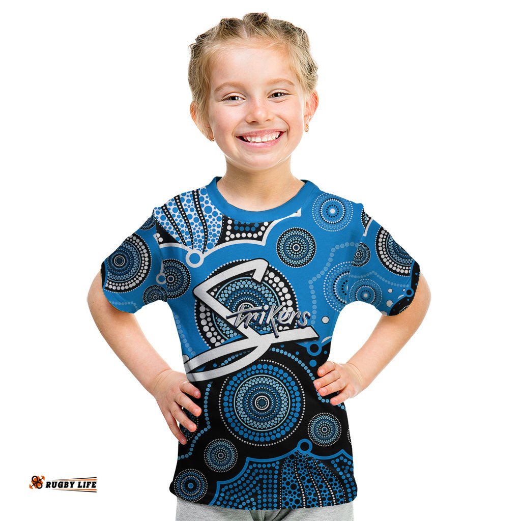 Custom Text And Number Strikers BBL Kid T Shirt Aboriginal Patterns
