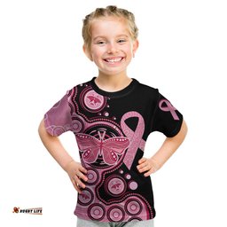 Australia Indigenous Kid T Shirt Breast Cancer Ribbon Butterfly Aboriginal Arts