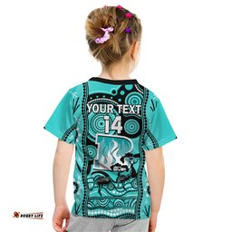 Custom Brisbane Heat Cricket Kid T Shirt Happy Australia Day Aboriginal Art