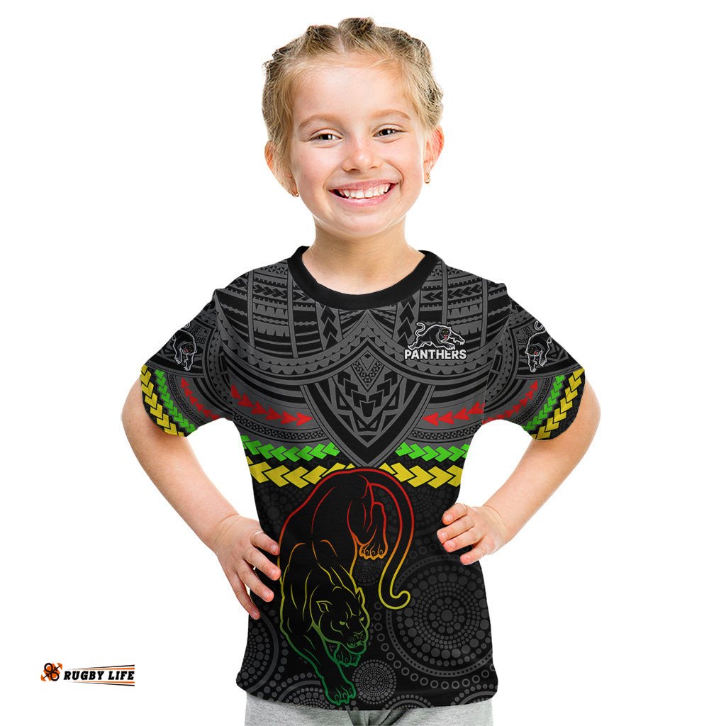 Panthers Rugby Kid T Shirt Polynesian and Aboriginal Vibe