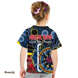 Cowboys Rugby ANZAC Kid T Shirt Aboriginal Military and Poppy Flowers