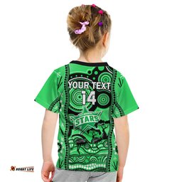 Custom Melbourne Stars Cricket Kid T Shirt Happy Australia Day Aboriginal Art