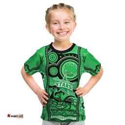 Custom Melbourne Stars Cricket Kid T Shirt Happy Australia Day Aboriginal Art