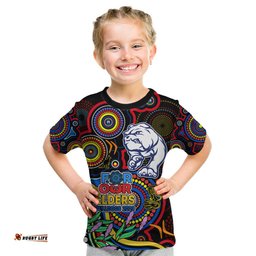 Bulldogs Football Aboriginal Art Kid T Shirt NAIDOC Indigenous Tribal