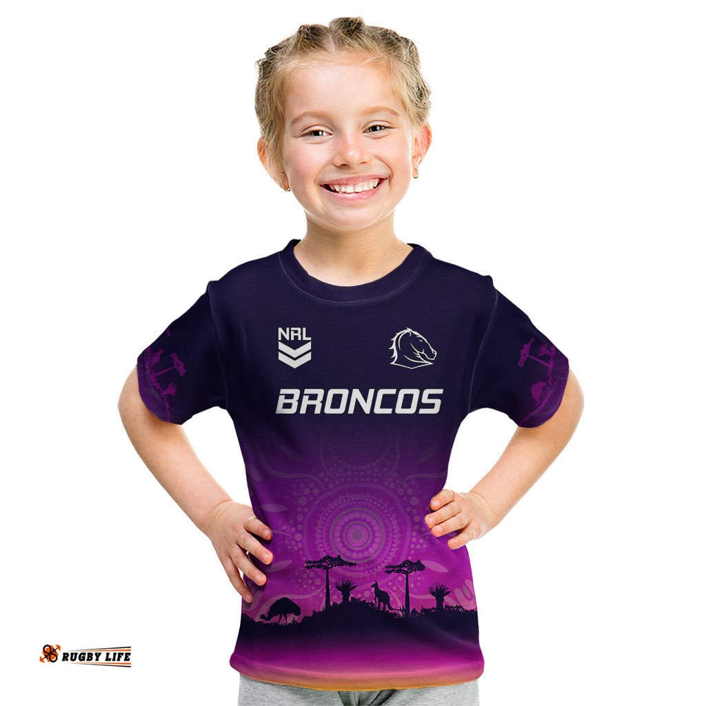 NRL Broncos Kid T Shirt The Starry Night Indigenous Aboriginal