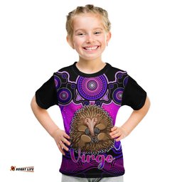 Personalised Australia Virgo Echidna Zodiac Kid T Shirt Auz Astrology Aboriginal - Magenta