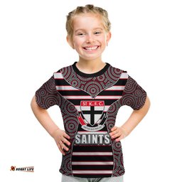 AFL - Saints Kid T Shirt Mix Dot Aboriginal