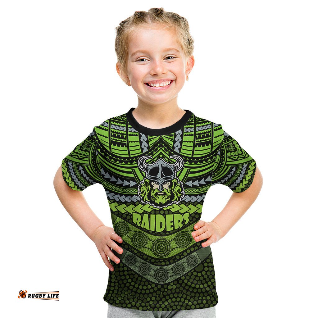 Raiders Rugby Kid T Shirt Polynesian and Aboriginal Special Version