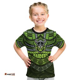 Raiders Rugby Kid T Shirt Polynesian and Aboriginal Special Version