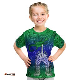 Custom Personalised Torres Strait Islands T Shirt KID Aboriginal Art Lizard Symbol Peace