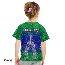 Custom Personalised Torres Strait Islands T Shirt KID Aboriginal Art Lizard Symbol Peace