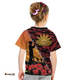 ANZAC Lest We Forget Kid T Shirt Australian Army Poppy Tribute LT15