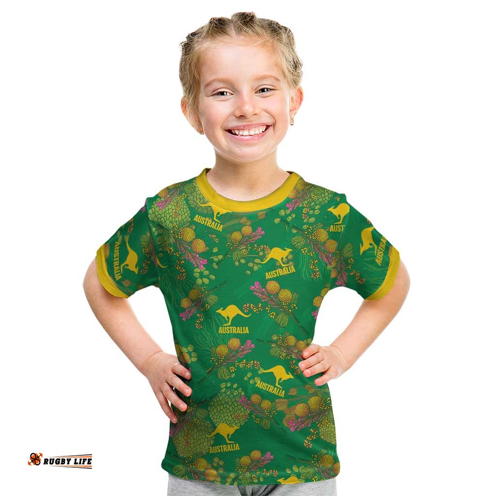Australia Billy Buttons Kid T Shirt Aussie Pycnosorus Kangaroo Seamless Style LT14
