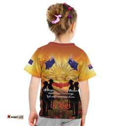ANZAC Day Kid T Shirt Remembrance Tribute Soldiers And Poppy Field LT05