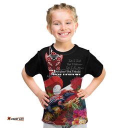 Aotearoa Toitu Te Tiriti Kid T Shirt Waitangi-Honour The Treaty NZ Tuatara and Plants LT03