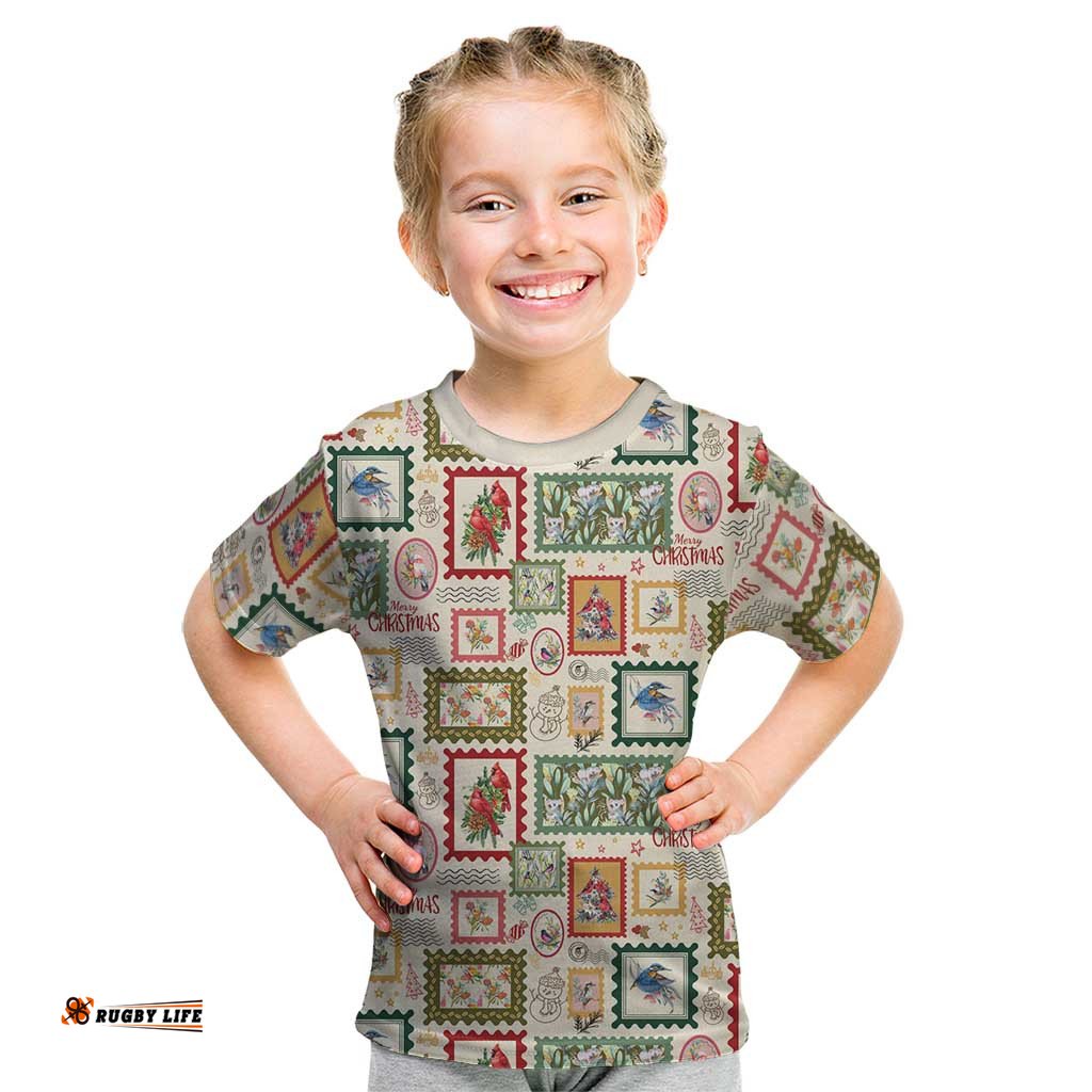 Aussie Birds Christmas La La Land Kid T Shirt Beige Vintage Stamp Edition LT9