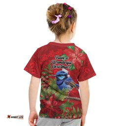 Aussie Superb Fairywren Bird Kid T Shirt Aboriginal Inspired Christmas LT9