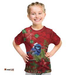 Aussie Superb Fairywren Bird Kid T Shirt Aboriginal Inspired Christmas LT9