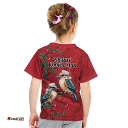 Aussie Kokaburra Waratah Christmas Kid T Shirt Aboriginal Dots Painting LT9