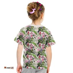 Aussie Pink Cockatoo Flowers Seamless Pattern Kid T Shirt LT9
