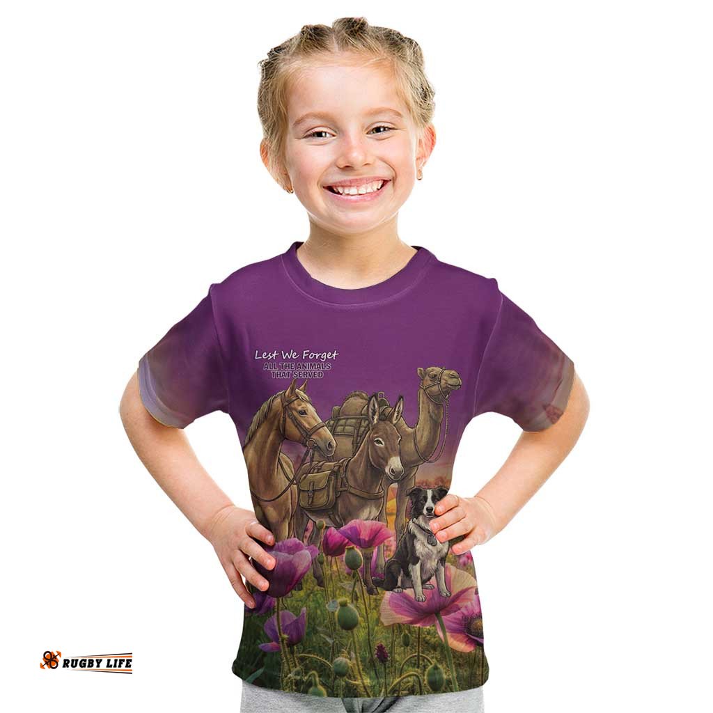 ANZAC Day Kid T Shirt Lest We Forget The Animals Of War LT15