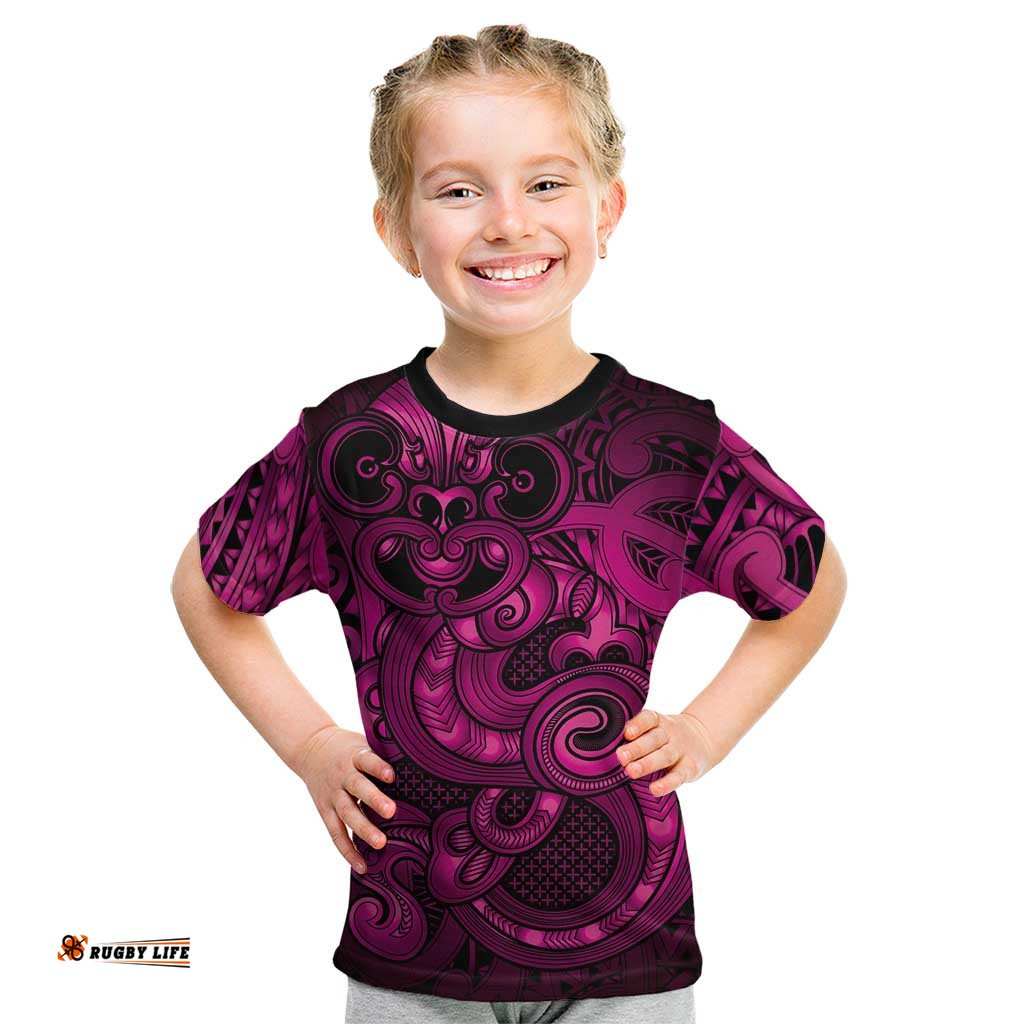 Aotearoa Maori Hei Tiki Kid T Shirt Mawhero Kowhaiwhai Puhoro Motif LT9